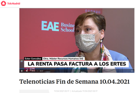 Interview in Telenoticias de Fin de Semana, Telemadrid TV (10 April 2021)